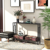 HOMCOM Art Deco Console Table with 2 Shelves & Steel Frame – Slim Hallway & Living Room Display