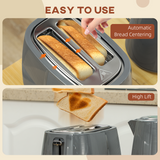 HOMCOM 1.7L Fast Boil Kettle & 2-Slice Toaster Set with Reheat, Defrost & Cancel – Breakfast Duo, Grey
