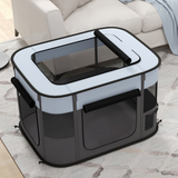 PawHut Portable Foldable Pet Playpen with Mesh Windows & Storage Bag – Dog, Rabbit & Kitten Run, Grey, 84cm