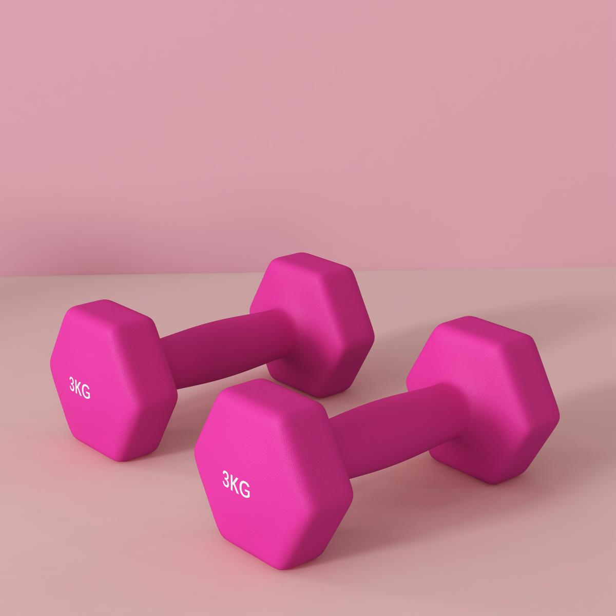 SPORTNOW Hexagonal Dumbbell Pair, 2 x 3kg – Non-Slip Grip Home Gym Hand Weights, Pink