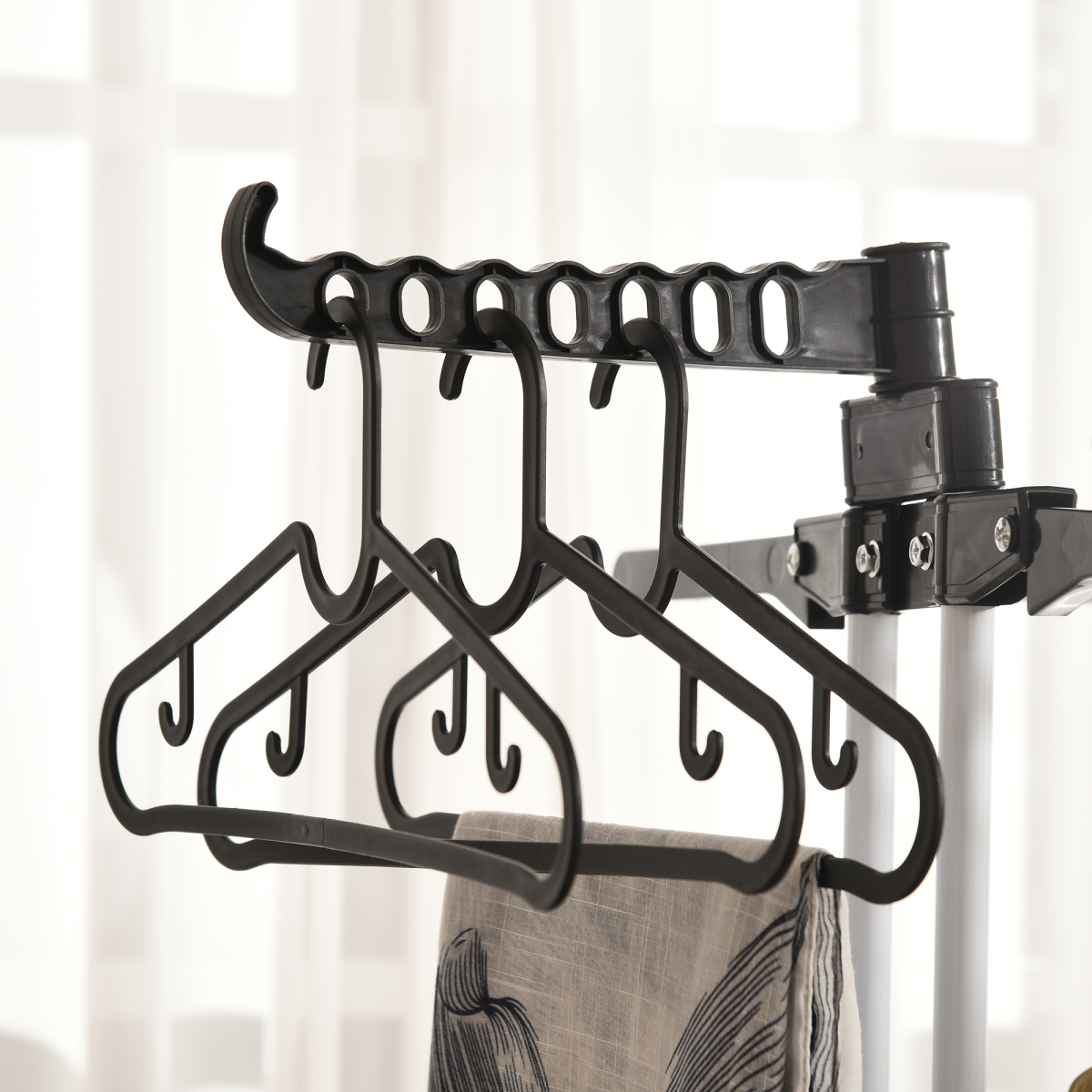 HOMCOM Foldable 3-Tier Clothes Drying Rack with Wheels and Brakes – Steel Garment Airer, Black