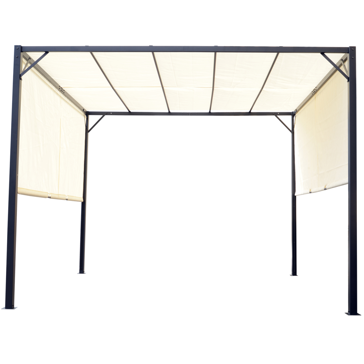 Outsunny 3 x 3m Retractable Metal Pergola with Adjustable Canopy & Steel Frame – Garden Gazebo