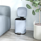 HOMCOM 12L Metal Pedal Bin with Soft-Close Lid, Hands-Free Foot Pedal – Compact Kitchen Bin, Light Blue