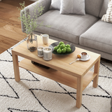 HOMCOM Rectangular Coffee Table with Open Storage Shelf – Wood-Effect Living Room Centre Table, Natural
