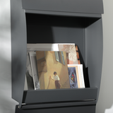 HOMCOM Lockable Wall-Mounted Letter Box with Viewing Windows – Weatherproof Galvanised Steel Post Box