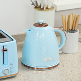 Kettle and 4-Slice Toaster Set with 1.7L Fast Boil Kettle & 7 Browning Levels – Honeycomb Design, Light Blue