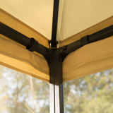 Outsunny 3x3m Double Tier Gazebo with Mesh Sidewalls & Steel Frame – Garden Party Netting Shelter, Beige