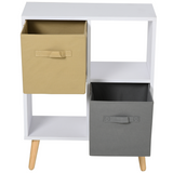 70 x 56cm Freestanding 4 Cube Storage Unit Bookcase with 2 Fabric Drawers – Home Organiser with Hardwood Legs
