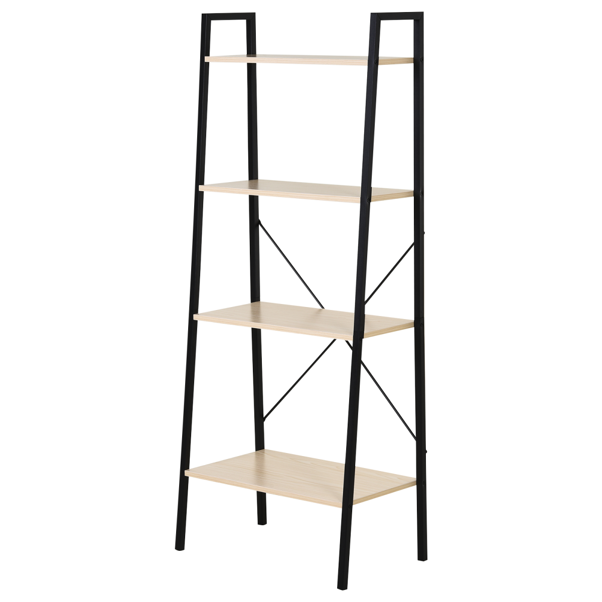 4-Tier Minimalist Ladder Shelf Unit with Steel Frame & MDF Shelves – Home Display Storage Bookcase