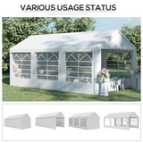 Outsunny 20 x 10 Car Tent with Water-Resistant Sidewalls & Zipped Doors – Outdoor Canopy Shelter, White