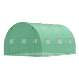 Walk-in Polytunnel Greenhouse with Zipped Door & Roll-up Windows – Galvanised Steel Frame, 300 x 397 x 200cm, Green