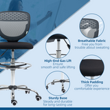 Vinsetto Tall Draughtsman Chair with Lumbar Support & Foot Ring – Grey Mesh