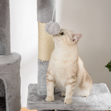 PawHut 240–260cm Floor-to-Ceiling Cat Tree with Scratching Posts, Houses & Hammocks – Cat Tower, Light Grey