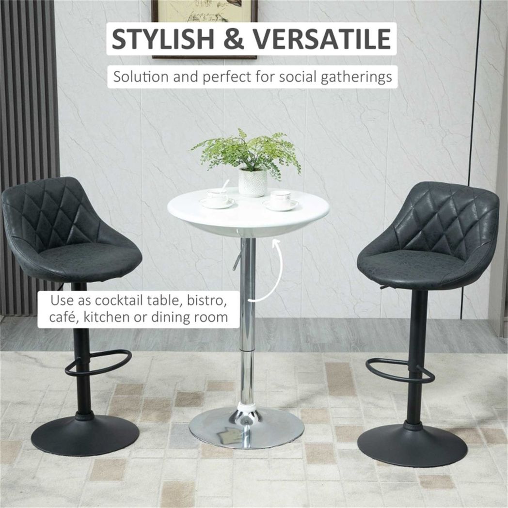 Height Adjustable Bar Table with 360° Swivel Top, 80kg Capacity, 76–97cm – Pneumatic Coffee Table, White