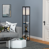 4-Tier Open Shelf Wooden Floor Lamp, 160cm – Black/White