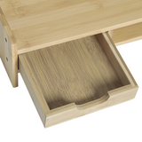 HOMCOM Bamboo Monitor Riser with Drawer – Desktop Organiser Stand for Laptop and PC, Natural