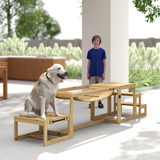 PawHut 3-Piece Wooden Dog Agility Training Set with Soft Bridge, Pause Platform & Ladder – Natural Wood