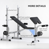 HOMCOM Adjustable Weight Bench with Squat Rack, Leg Developer & Plate Storage – Home Gym Workout Bench, Grey