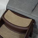 Portable Dog Steps with Non-Slip Feet and Carpeted 3-Step Design – Foldable Pet Stairs for Beds, Brown