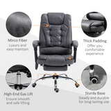 Vinsetto Heated Massage Office Chair with 6 Vibration Points – Reclining Chair with Footrest, Dark Grey