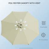 Outsunny 3m Patio Parasol with Tilt & Crank, 8 Ribs & Powder-Coated Steel Pole – Garden Sun Shade, Beige