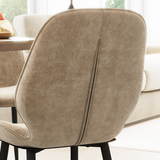 HOMCOM Upholstered Dining Chairs Set of 2 with Padded Seat & Metal Legs – Brown