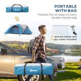 Outsunny 5–6 Person Camping Tent with Porch & Sewn-In Groundsheet, 3000mm Waterproof – Family Tent, Blue
