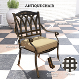 Outsunny 9-Piece Cast Aluminium Garden Dining Set with 8 Armchairs, Cushions & Parasol Hole – Bronze and Khaki