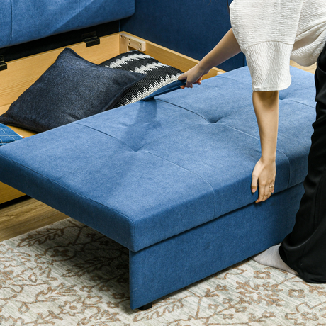HOMCOM Blue Sofa Bed side view