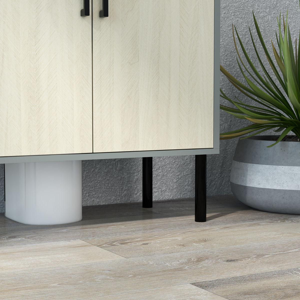 kleankin Under Sink Bathroom Basin Cabinet with Shelf and U-Shaped Cut-Out – Cloakroom Storage
