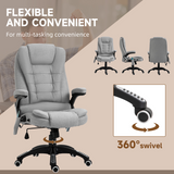 Executive Reclining Office Chair with Heated Massage, Padded Headrest – Height Adjustable Swivel Chair, Grey