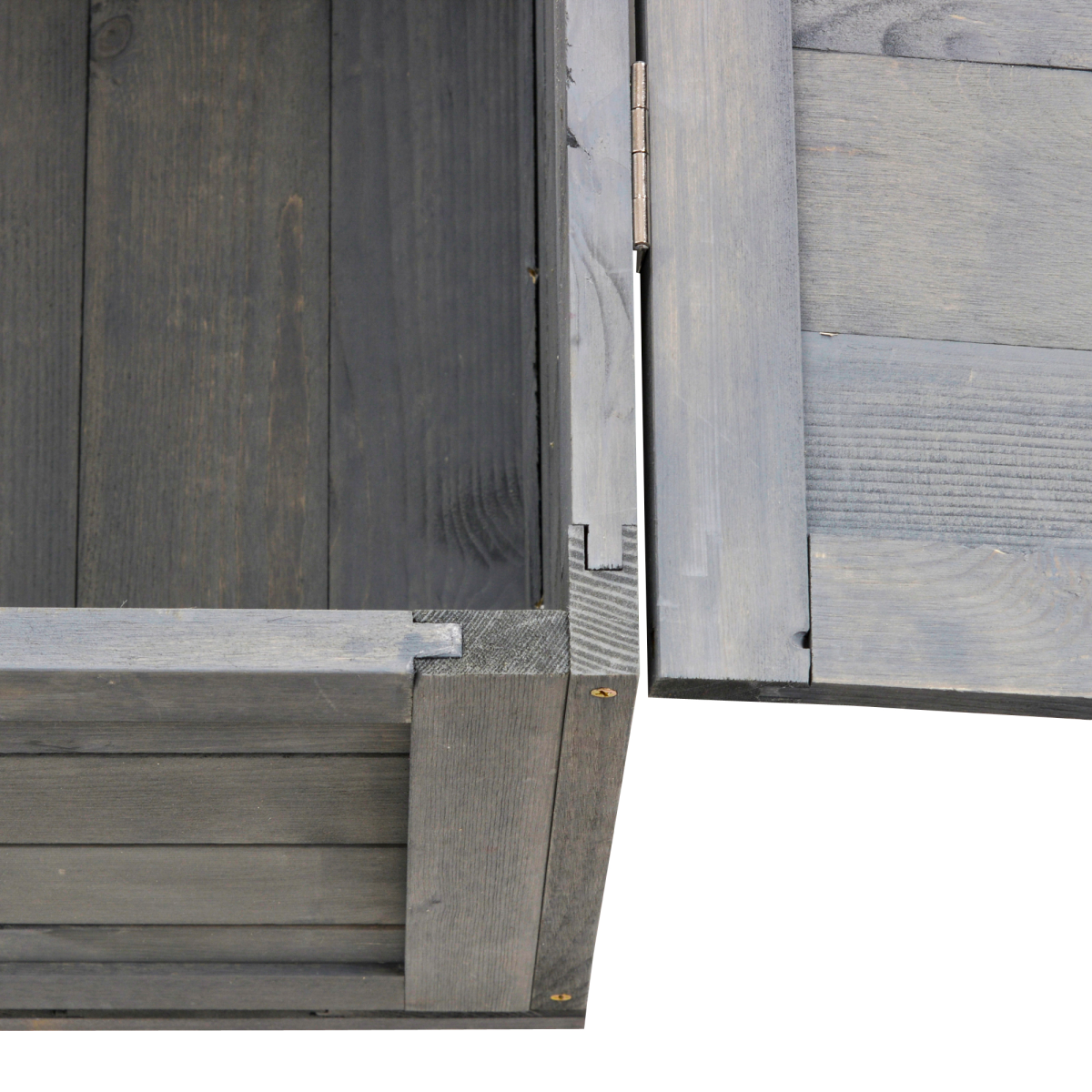 PawHut Wooden Tortoise House with Mesh Roof, Two-Room Reptile Habitat & Pull-Out Run – Grey