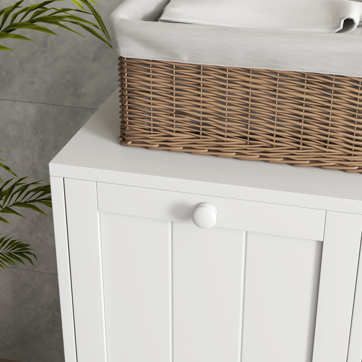 kleankin Tilt-Out Laundry Storage Cabinet with 2 Hampers – Bathroom & Bedroom Laundry Sorter, White