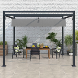 Outsunny 3x4m Aluminium Pergola with Retractable Polyester Canopy – Rust-Resistant Garden Shelter, Dark Grey