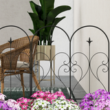 Outsunny 5 Piece Decorative Metal Garden Fencing, Border Edging with Heart Scrollwork – 305 x 81 cm, Black