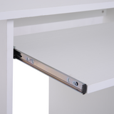 HOMCOM Compact Computer Desk with Slide-Out Keyboard Tray and Two Shelves – Melamine Home Office Desk, White