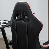 Reclining Gaming Chair with Footrest, Head & Lumbar Pillows – Swivel Computer Desk Chair, Black & Pink