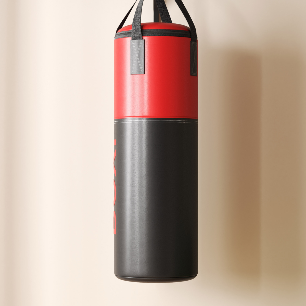 SPORTNOW Unfilled Punch Bag with Boxing Gloves, Hand Wraps & Wall Bracket – Home Boxing Training, Black and Red