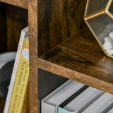 HOMCOM Industrial Cube Bookcase Display Cabinet with 7 Compartments – Metal Frame Storage, Rustic Brown