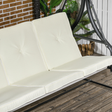 Outsunny 3-Seater Canopy Swing Chair with Padded Cushions – Garden Hammock Bench, Adjustable Canopy, Cream White