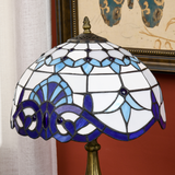 HOMCOM Stained Glass Table Lamp with E27 Fitting – Handcrafted Bedside Lamp for Bedroom, Blue and White
