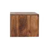 Artisan Furniture Solid Wood Arno Wall-Mounted Nightstand with Carved Drawer and Open Shelf – Golden Teak