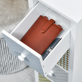 HOMCOM 4-Drawer Storage Cabinet with Patterned Drawers & Anti-Tipping Straps – Slim Tallboy for Bedroom