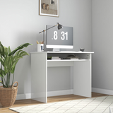 HOMCOM High Gloss Computer Desk with Built-In Storage & Spacious Top – Home Study Workstation, White