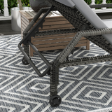Outsunny PE Rattan Chaise Sun Lounger with 5-Level Adjustable Backrest, Cushion & Wheels – Garden Lounger, Grey