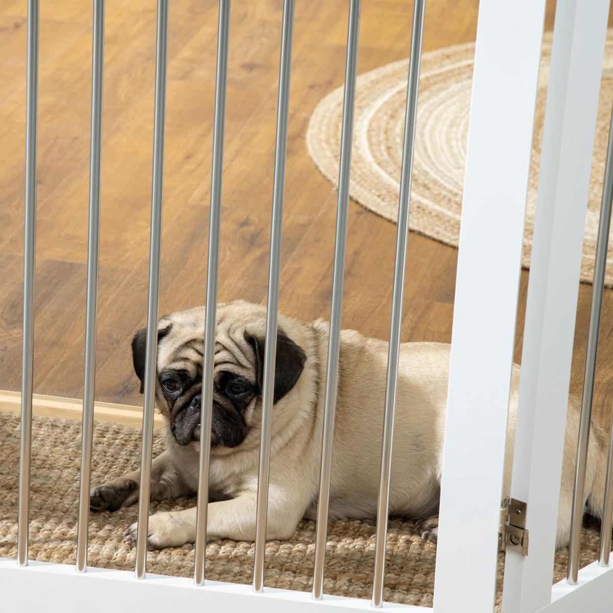 PawHut Foldable Dog Gate for Doorways, Stairs and Halls – Freestanding Pet Barrier, White