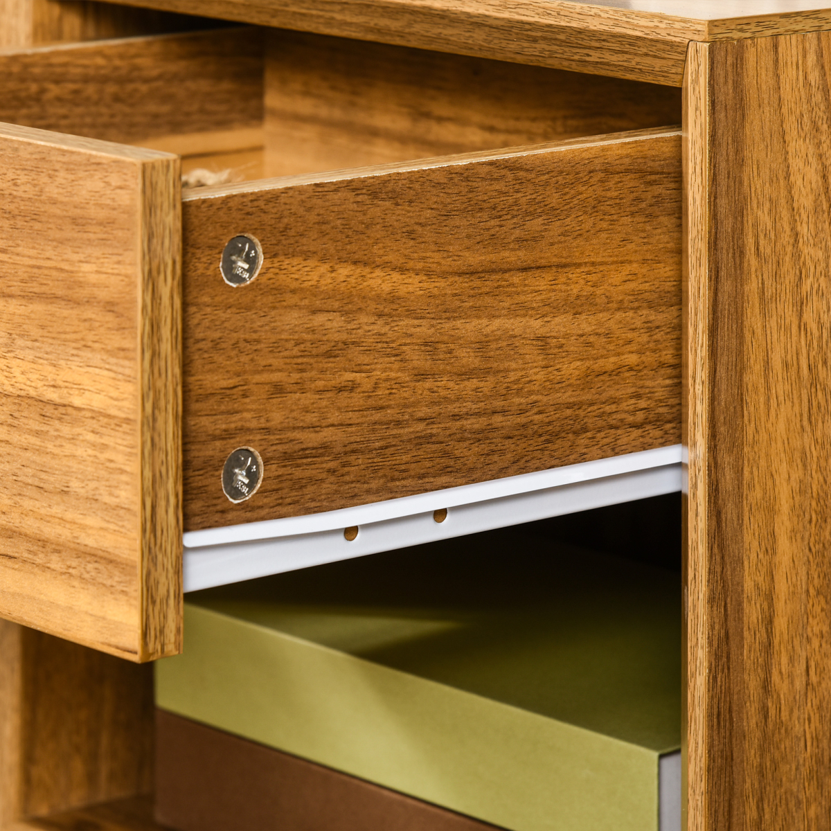 HOMCOM Bedside Table with Drawer & Bottom Shelf – Wood-Effect MDF Storage Organiser for Bedroom