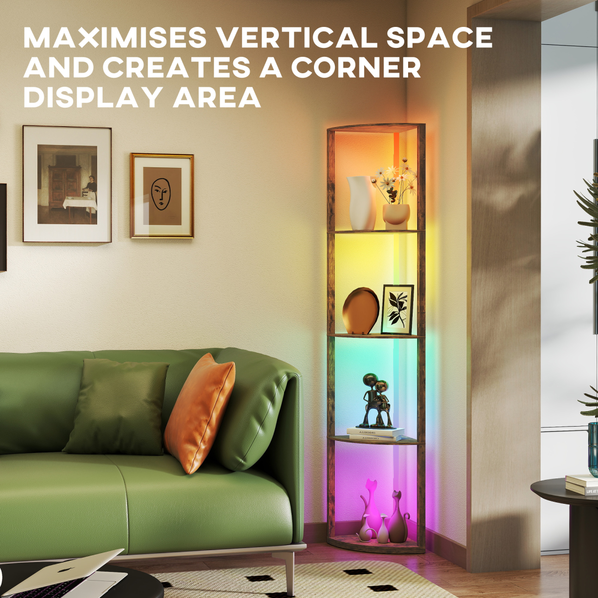 5-Tier Shelf RGB Floor Lamp with Remote