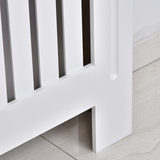 HOMCOM White Slatted MDF Radiator Cover with Lined Grill – Heat-Friendly Shelf, 152 x 19 x 81cm