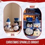 Set of 2 Lighted Plush Penguin and Snowman Christmas Decorations with 100 Warm White Lights – Indoor & Outdoor